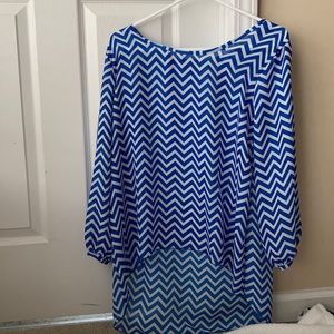 Blue and white chevron blouse
